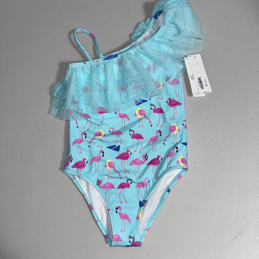 Janie and Jack‎ Girls 5 Swimsuit Flamingo Tulle Summer Vacation Resort Travel